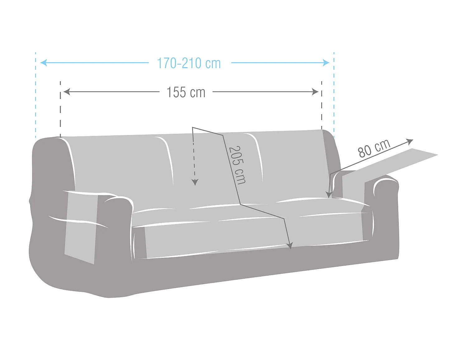 Funda acolchoada reversível Michelle para sofá de 3 lugares cor 00 Marfim