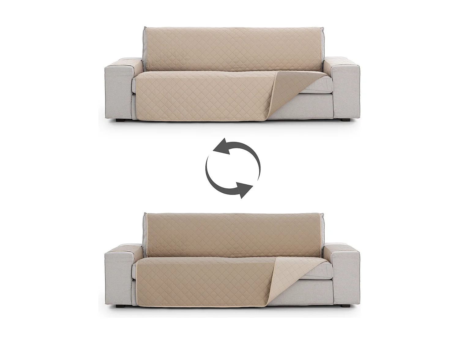 Funda acolchoada reversível Michelle para sofá de 3 lugares cor 00 Marfim