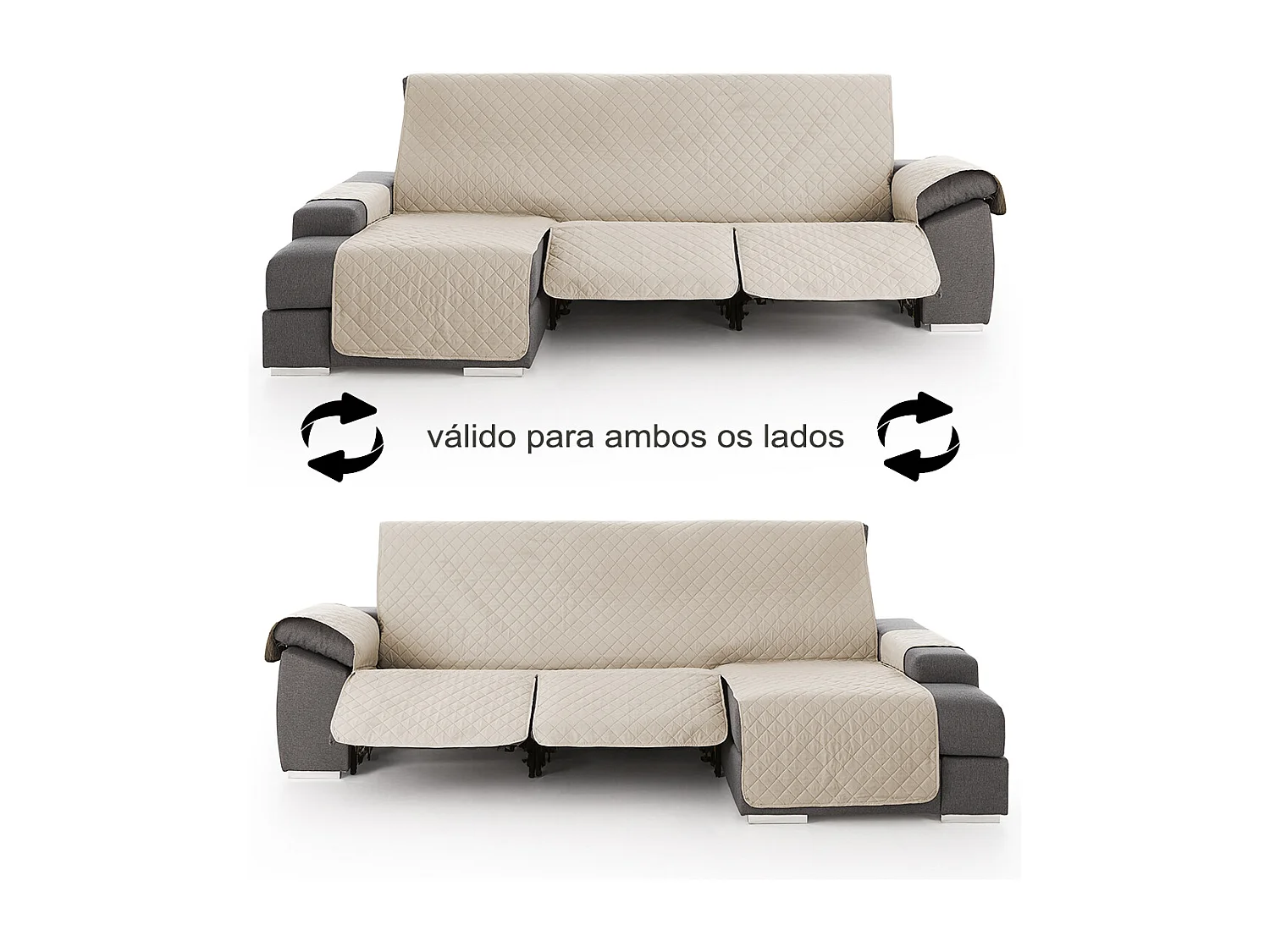 Funda para chaise longue relax com assentos reclináveis Roxana - Cor Bege - Tamanho 200 cm