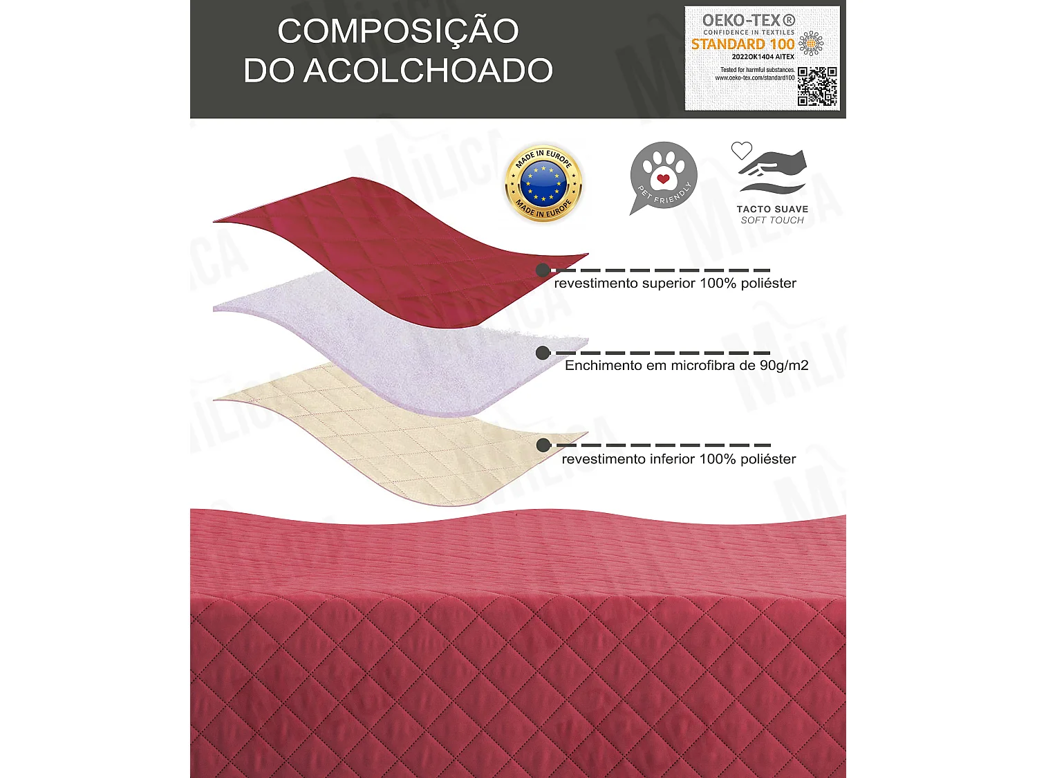 Funda para chaise longue relax com assentos reclináveis Roxana - Cor Bege - Tamanho 200 cm