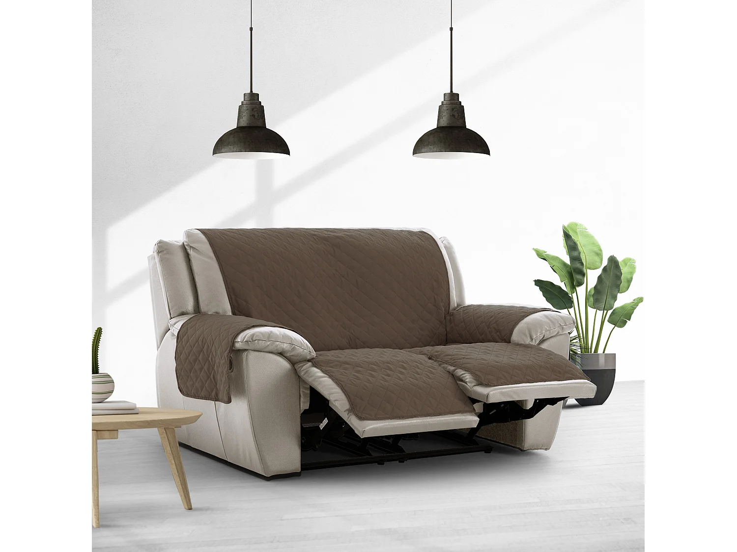 Funda acolchada reversible sofa relax Michelle tamaño 2 plazas con 2 aberturas C/07