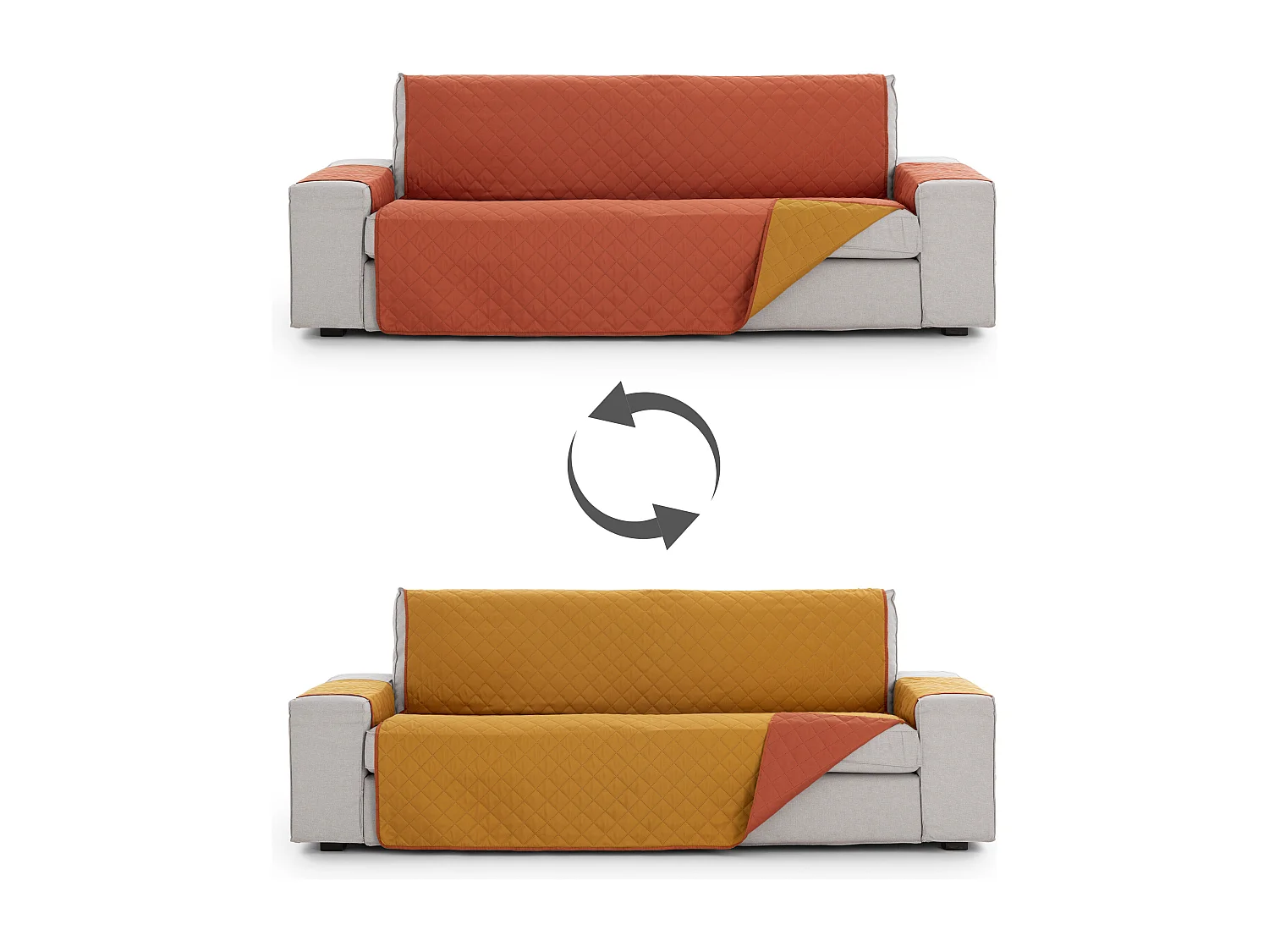 Funda acolchoada reversível Michelle para sofá de 4 lugares cor 09 Telha