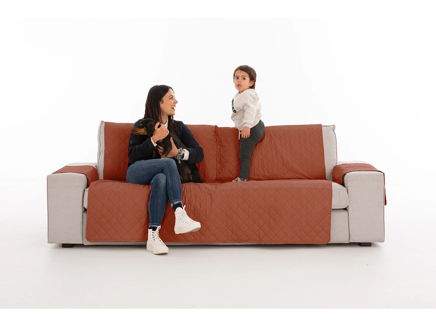 Funda acolchoada reversível Michelle para sofá de 4 lugares cor 09 Telha