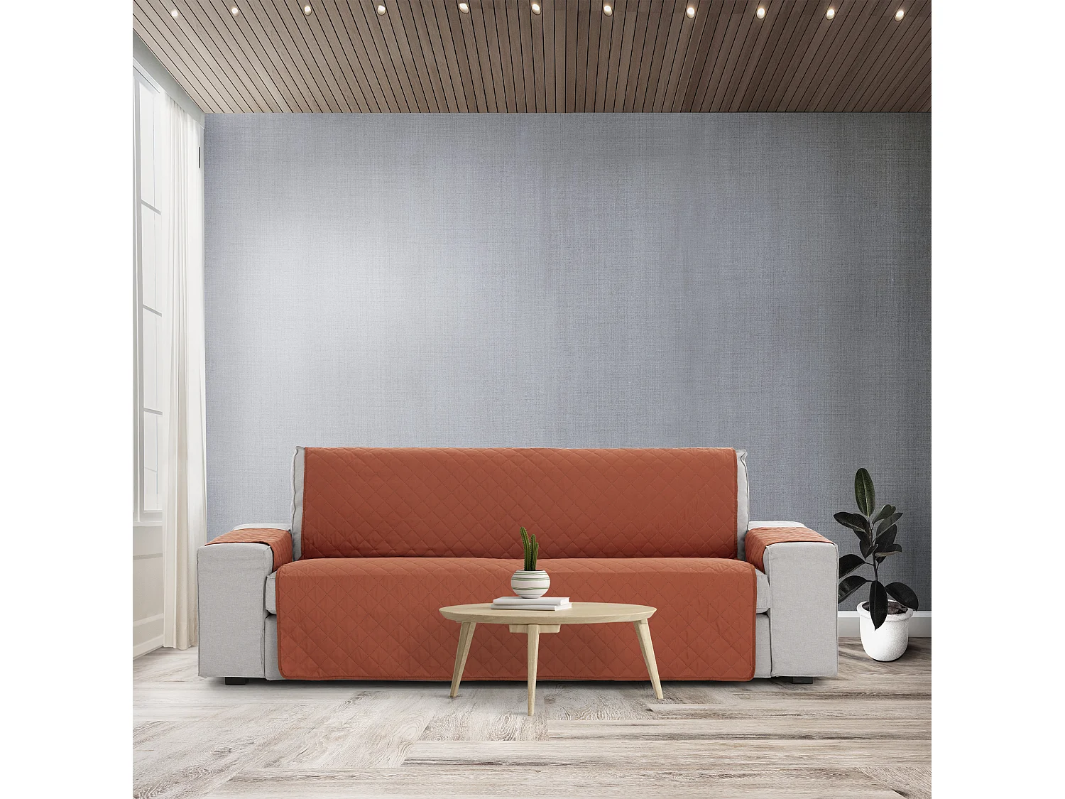 Funda acolchoada reversível Michelle para sofá de 4 lugares cor 09 Telha