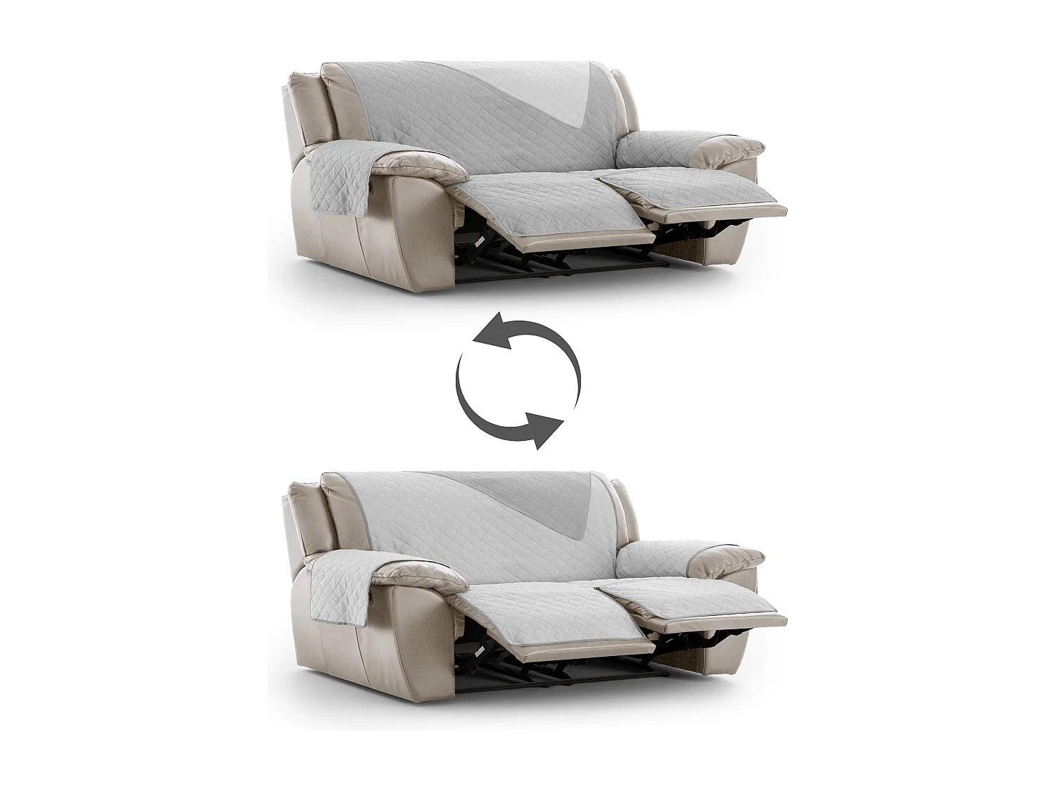 Funda acolchoada reversível para sofá Relax Michelle tamanho 3 lugares com 2 aberturas C/06