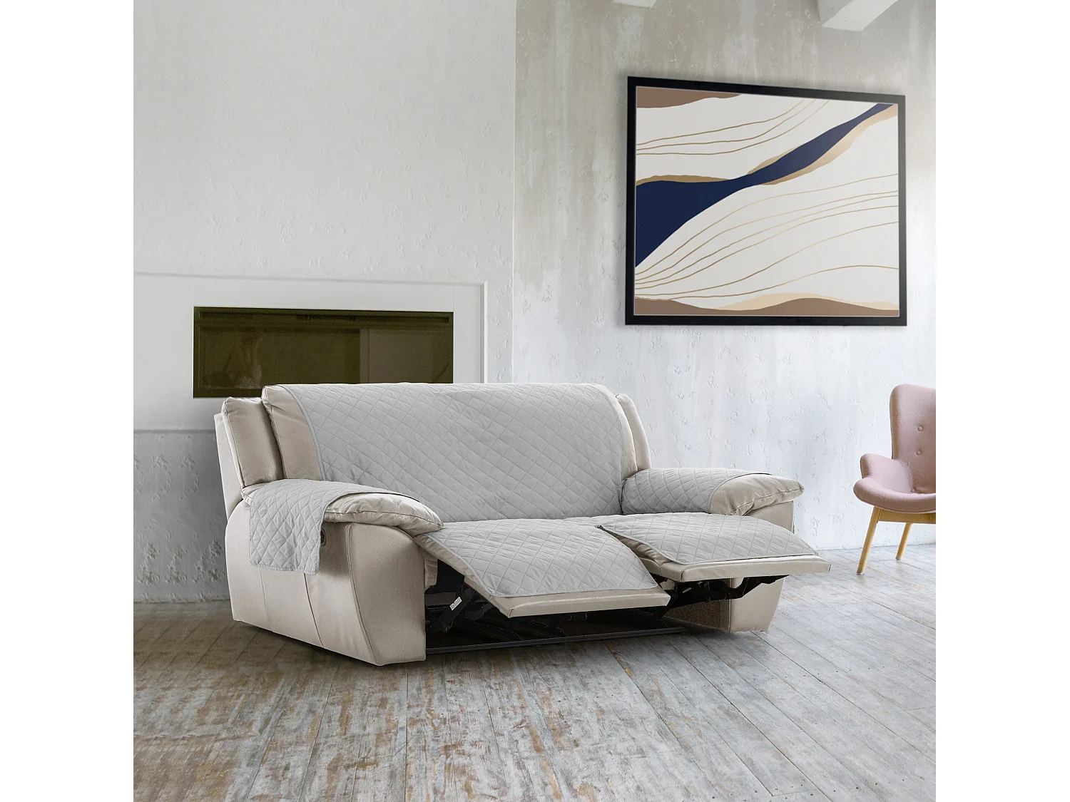 Funda acolchoada reversível para sofá Relax Michelle tamanho 3 lugares com 2 aberturas C/06