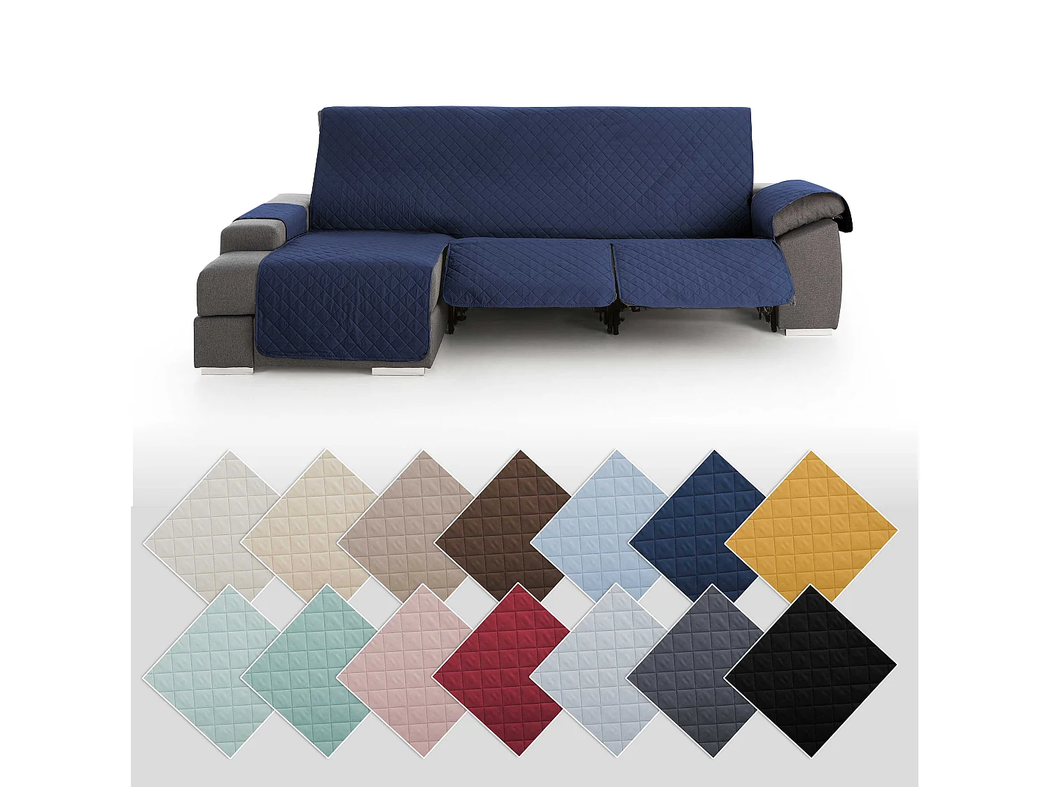 Funda para chaise longue relax com assentos reclináveis Roxana - Cor Azul - Tamanho 240 cm