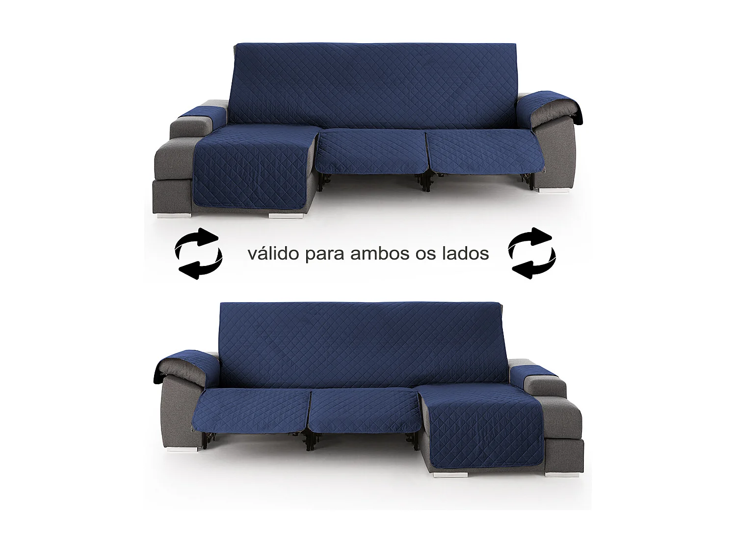 Funda para chaise longue relax com assentos reclináveis Roxana - Cor Azul - Tamanho 240 cm