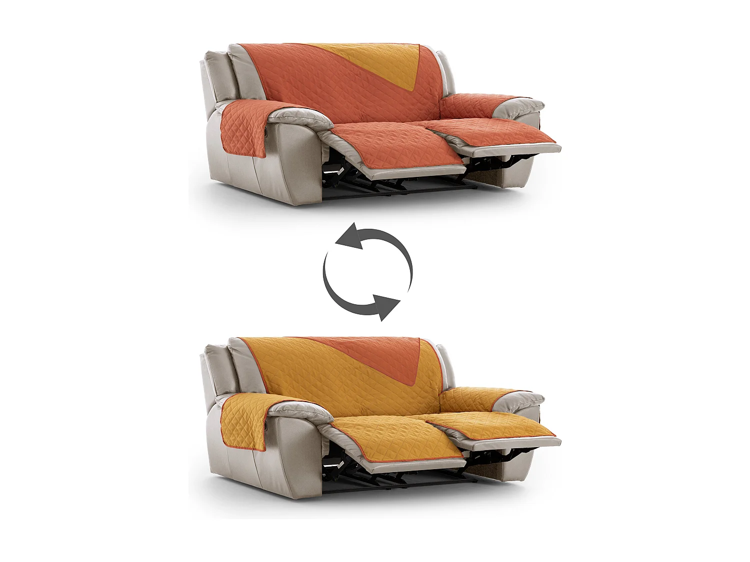 Funda acolchoada reversível para sofá Relax Michelle tamanho 3 lugares com 2 aberturas C/09