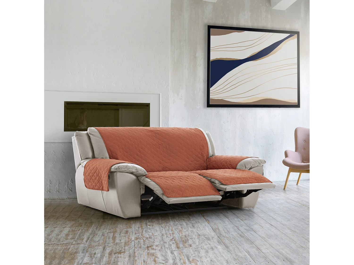 Funda acolchoada reversível para sofá Relax Michelle tamanho 3 lugares com 2 aberturas C/09