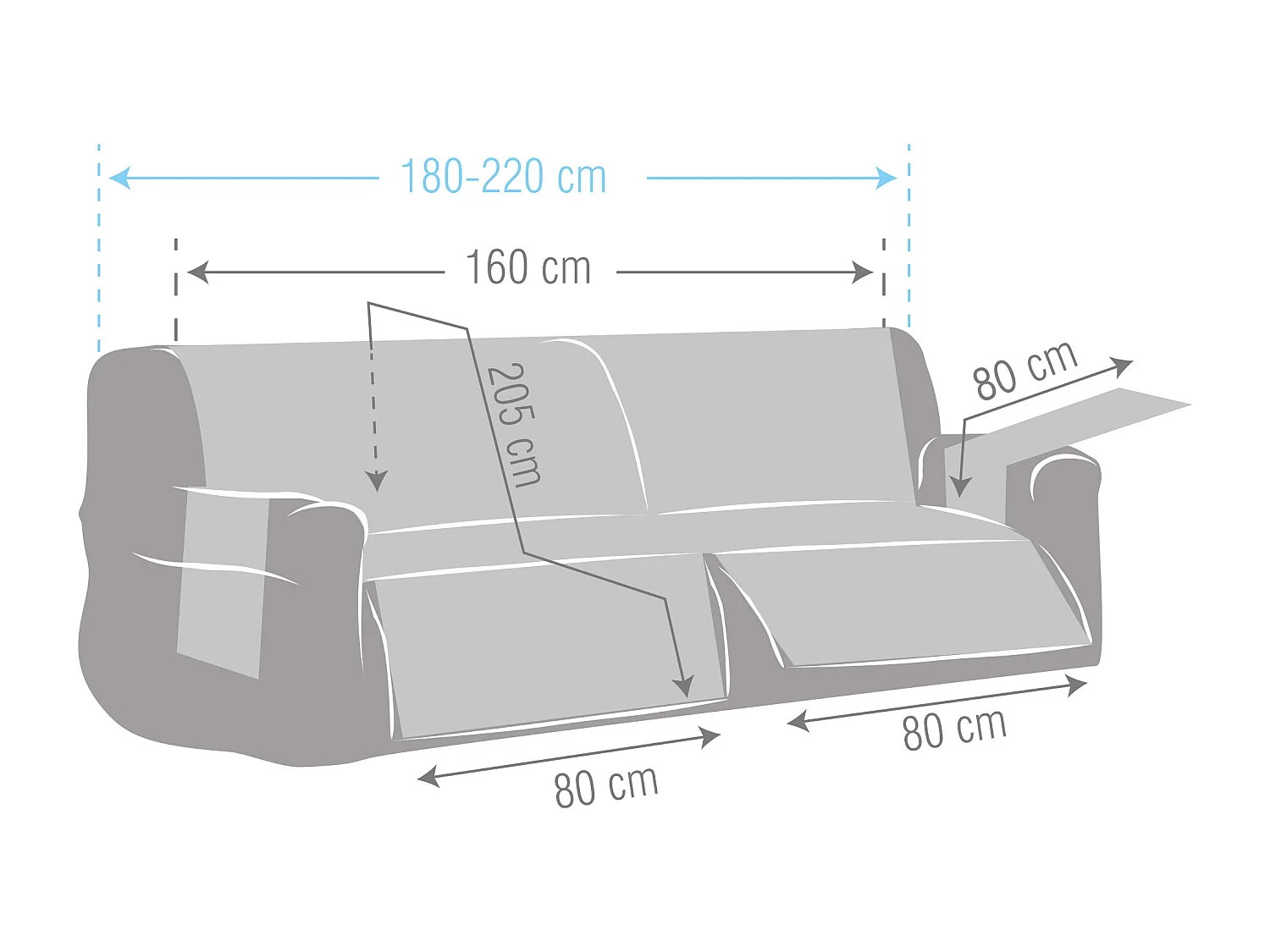 Funda acolchoada reversível para sofá Relax Michelle tamanho 3 lugares com 2 aberturas C/07