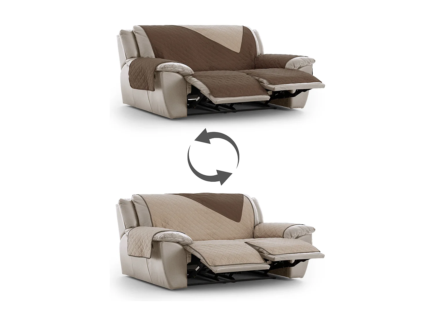 Funda acolchoada reversível para sofá Relax Michelle tamanho 3 lugares com 2 aberturas C/07