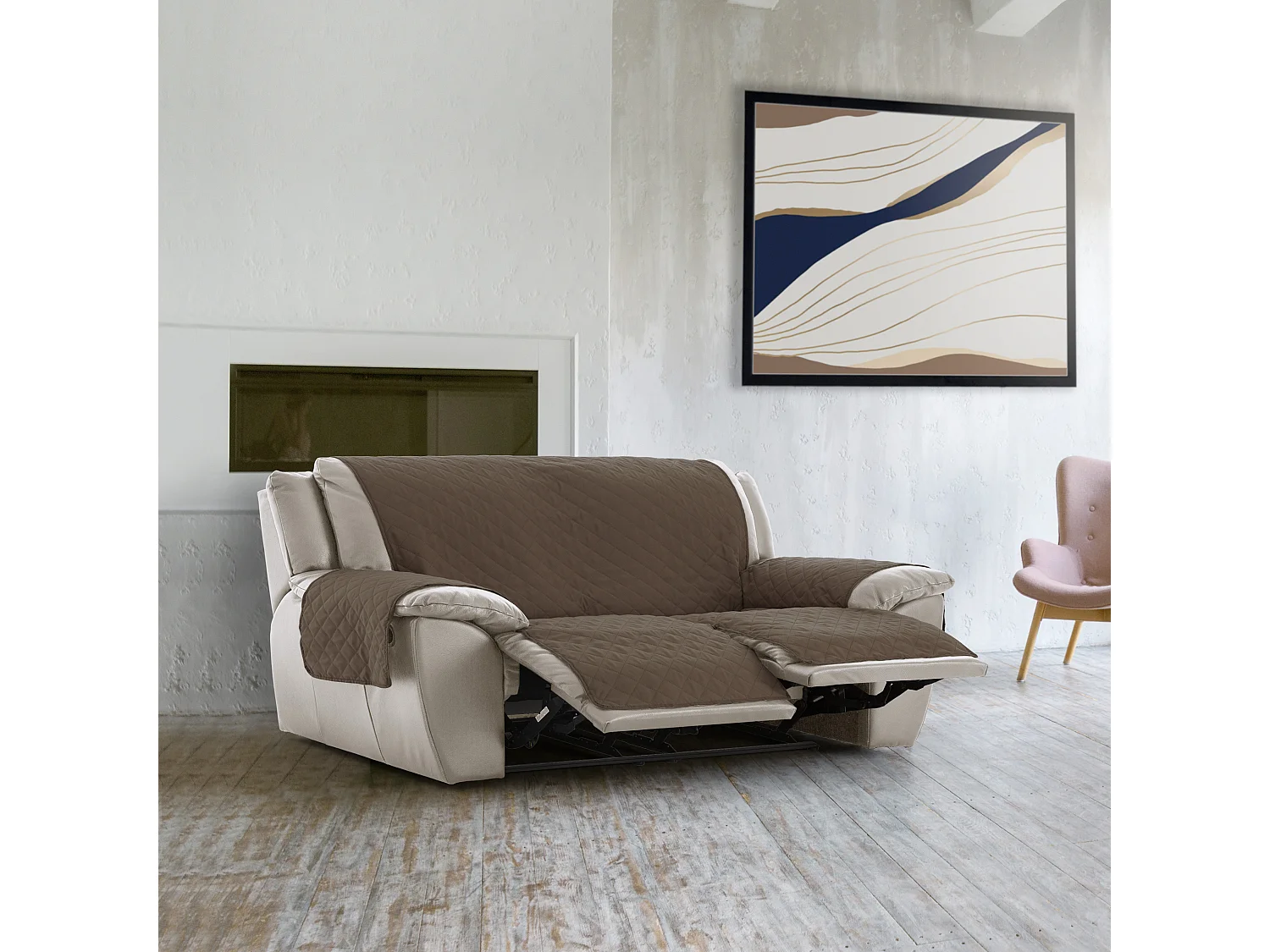 Funda acolchoada reversível para sofá Relax Michelle tamanho 3 lugares com 2 aberturas C/07