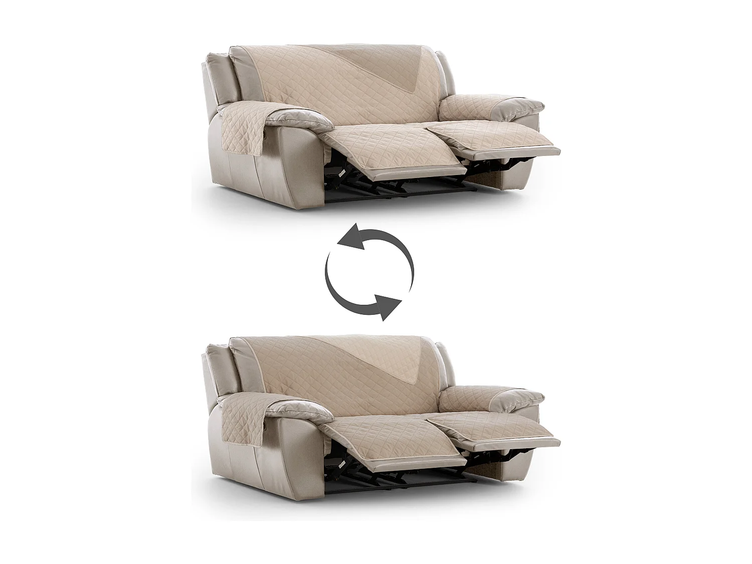 Funda acolchoada reversível para sofá Relax Michelle tamanho 3 lugares com 2 aberturas C/00