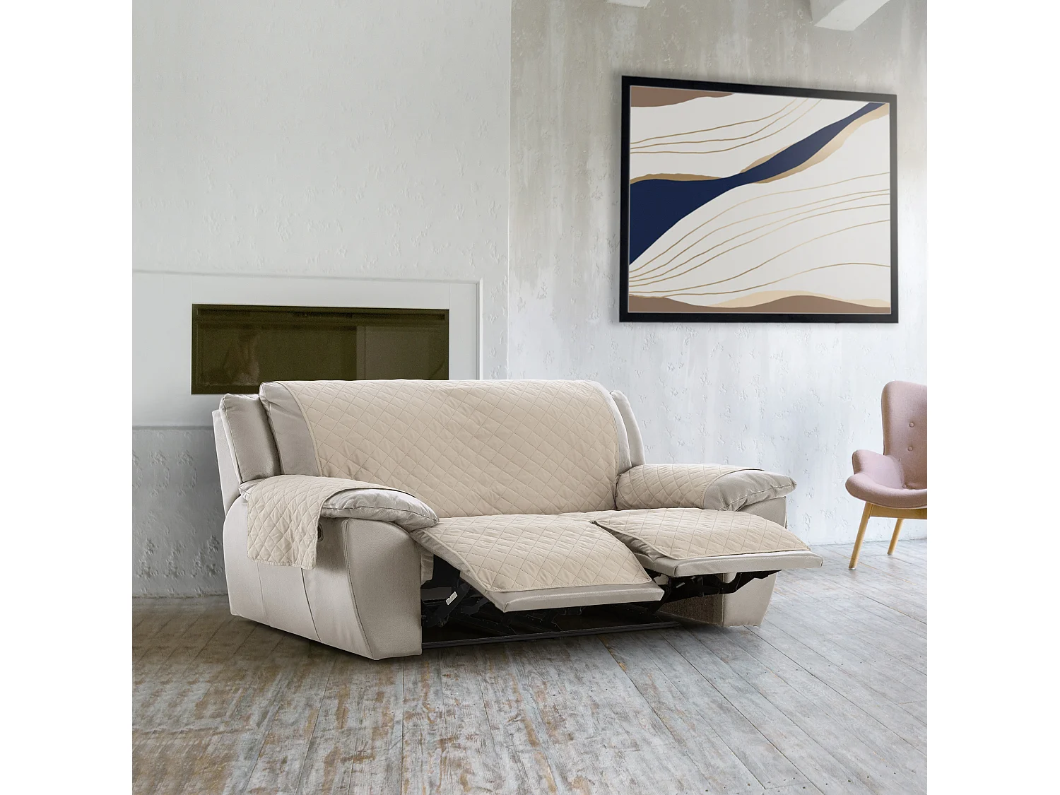 Funda acolchoada reversível para sofá Relax Michelle tamanho 3 lugares com 2 aberturas C/00