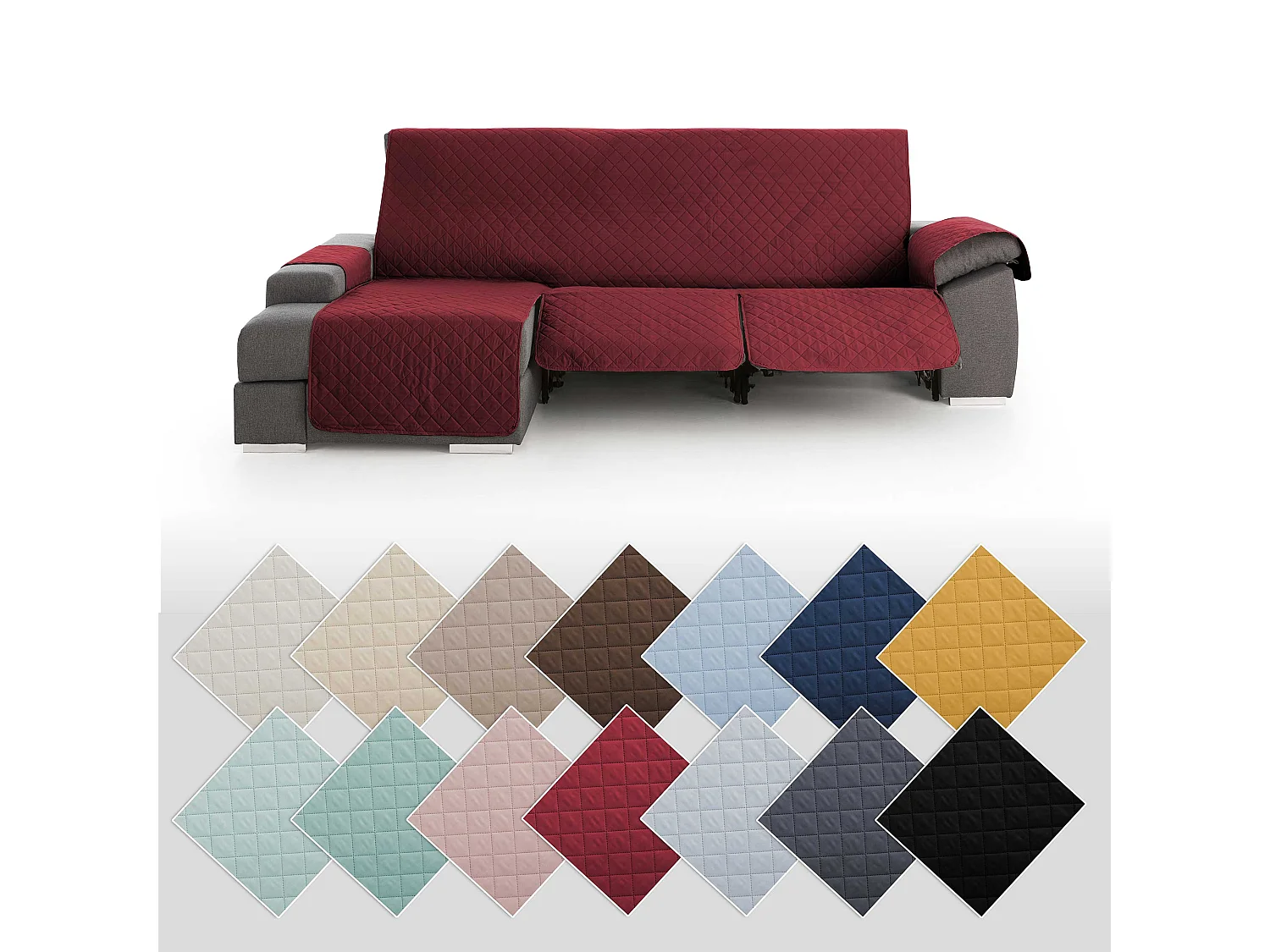 Funda para chaise longue relax com assentos reclináveis Roxana - Cor Vermelho - Tamanho 280 cm