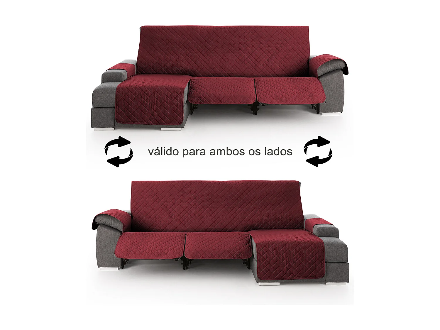 Funda para chaise longue relax com assentos reclináveis Roxana - Cor Vermelho - Tamanho 280 cm