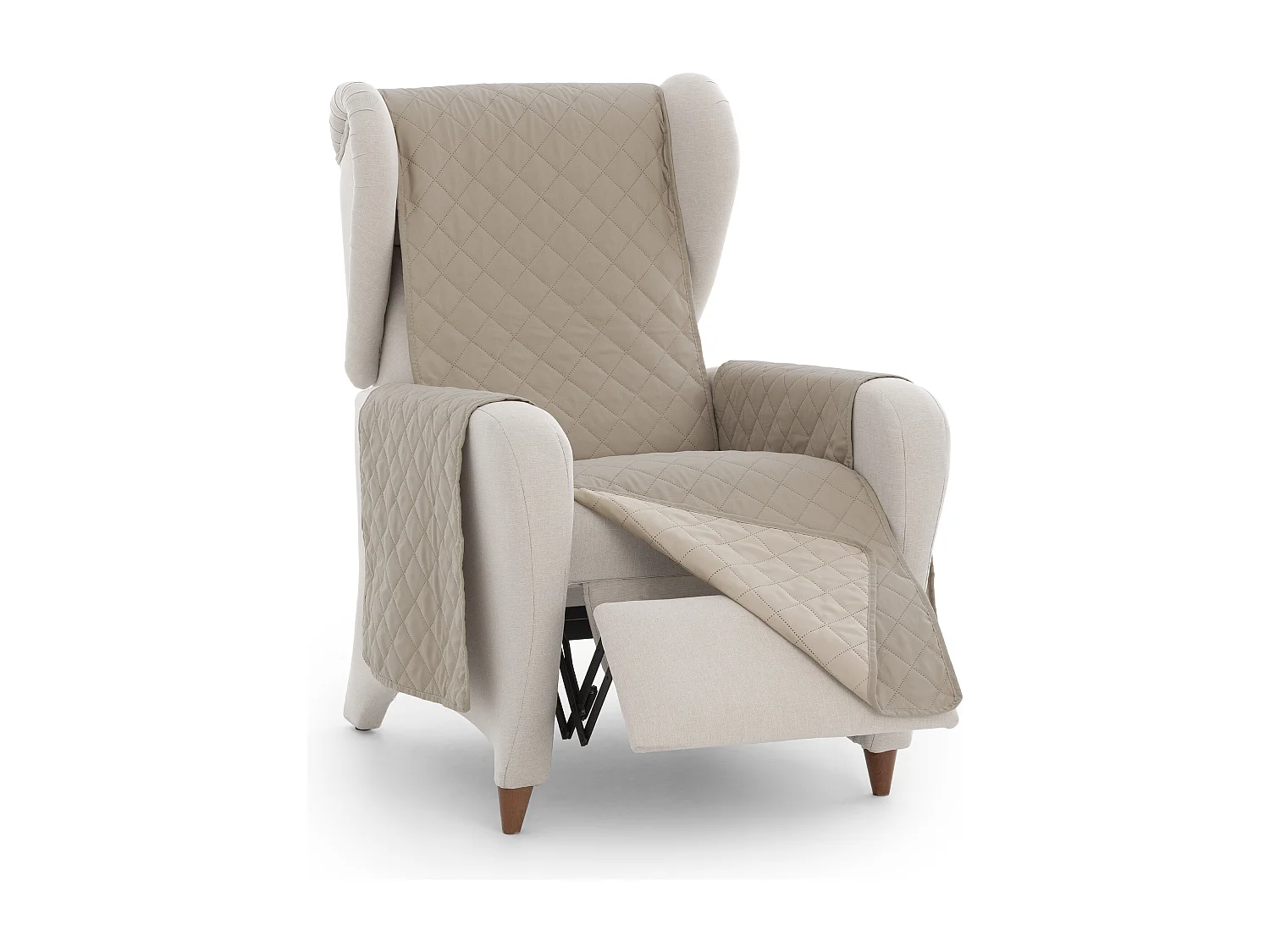 Funda acolchoada reversível Michelle para sofá de 1 lugar cor 01 Bege