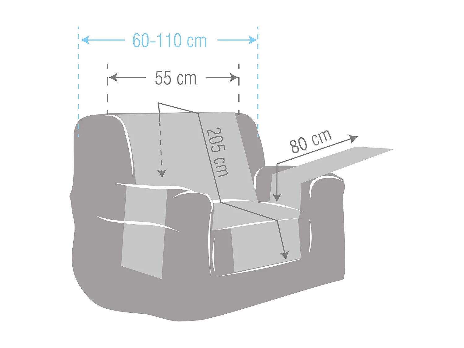 Funda acolchoada reversível Michelle para sofá de 1 lugar cor 01 Bege