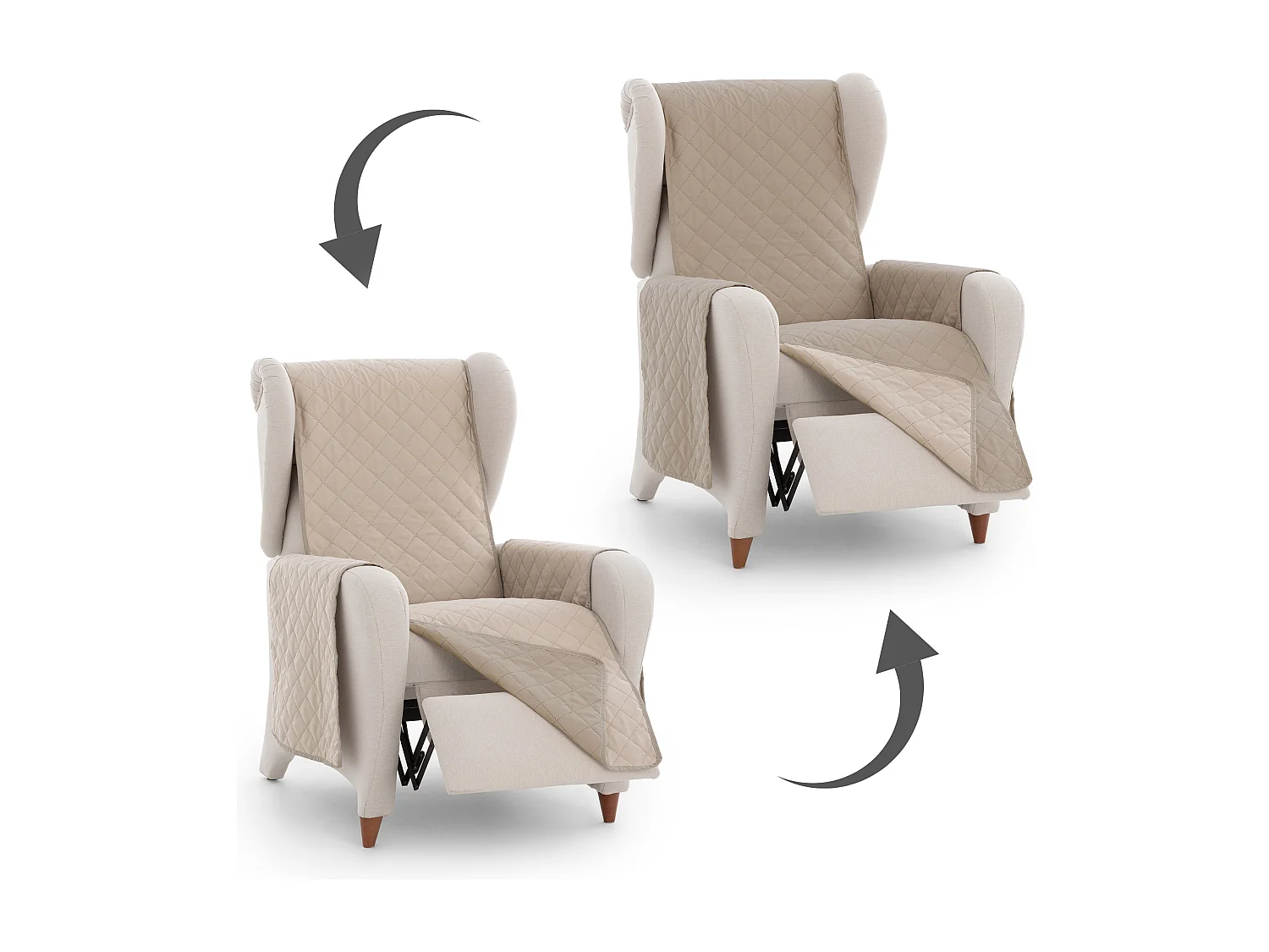 Funda acolchoada reversível Michelle para sofá de 1 lugar cor 01 Bege