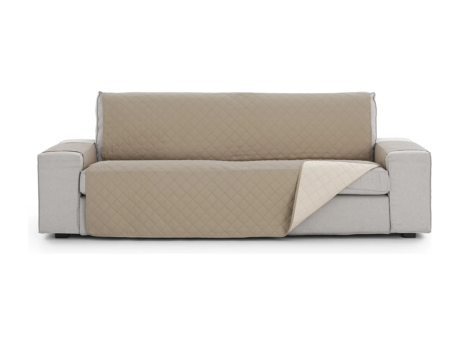 Funda acolchoada reversível Michelle para sofá de 1 lugar cor 01 Bege