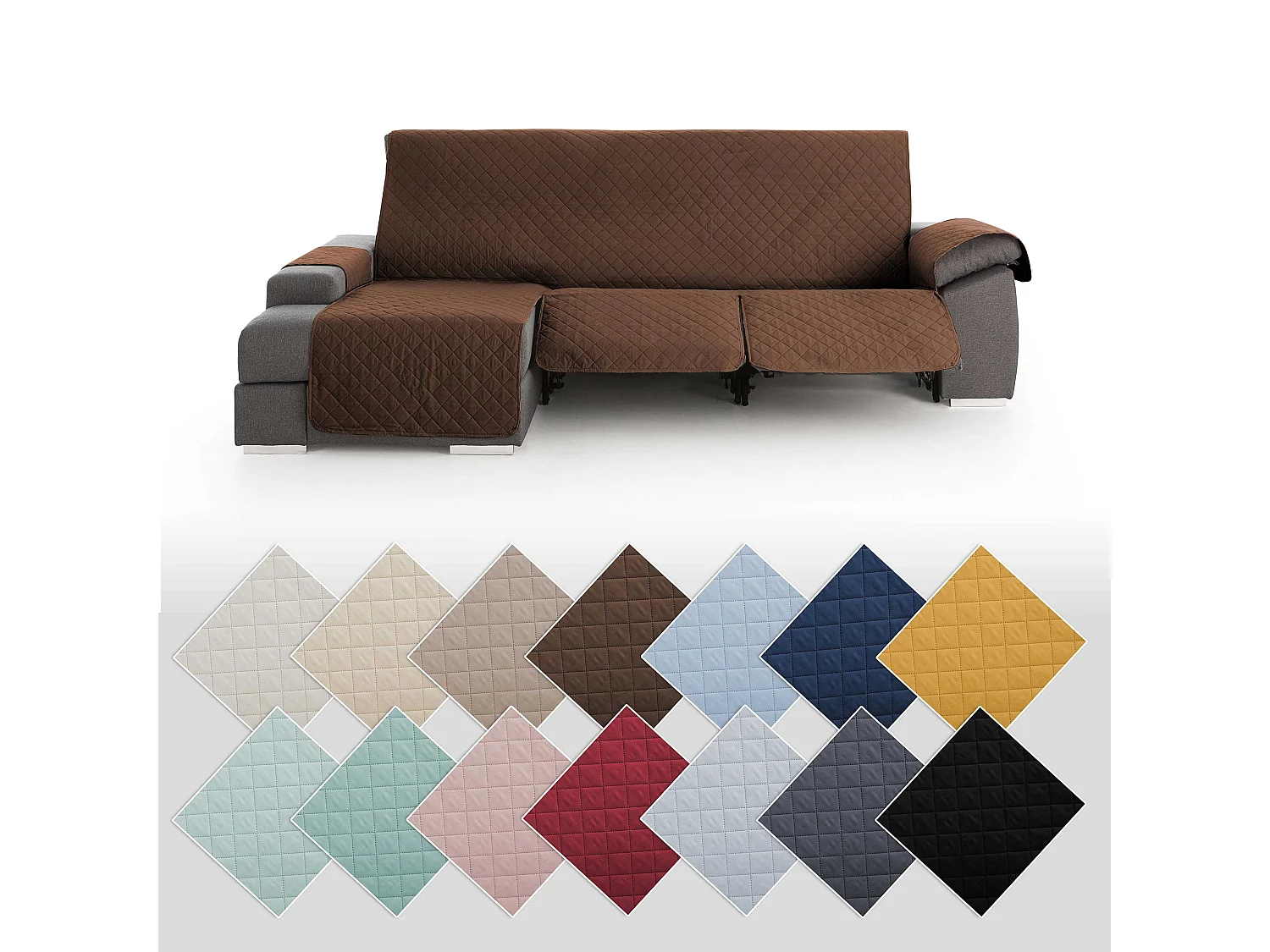 Funda para chaise longue relax com assentos reclináveis Roxana - Cor Castanho - Tamanho 240 cm