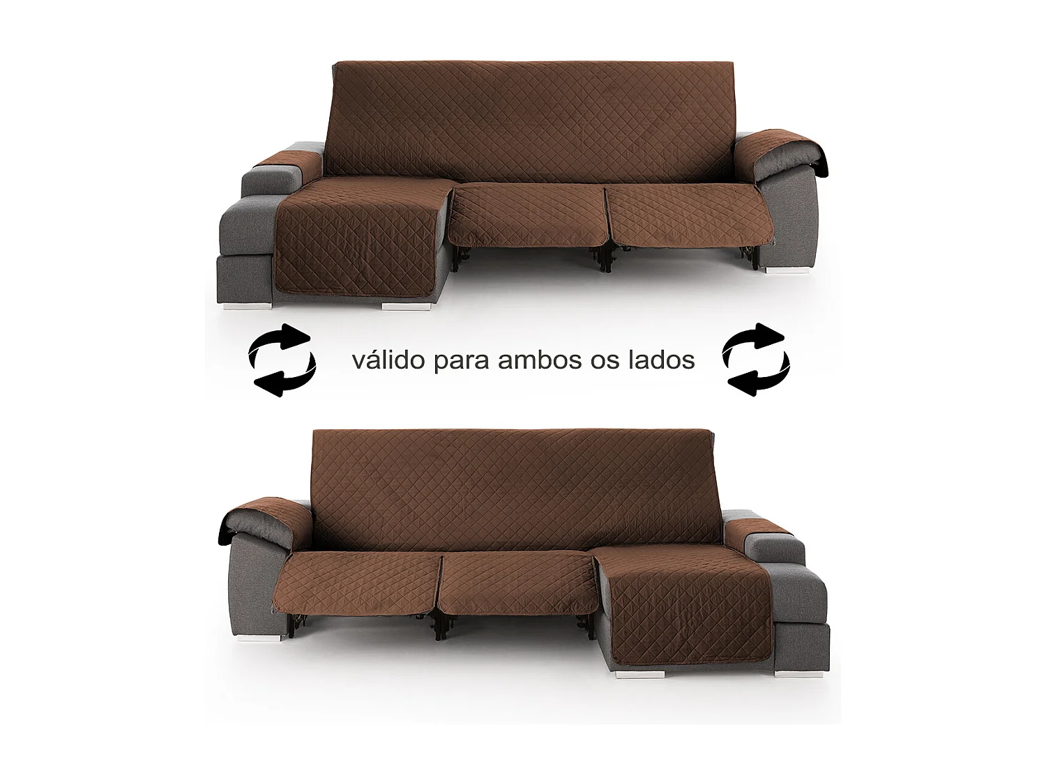 Funda para chaise longue relax com assentos reclináveis Roxana - Cor Castanho - Tamanho 240 cm