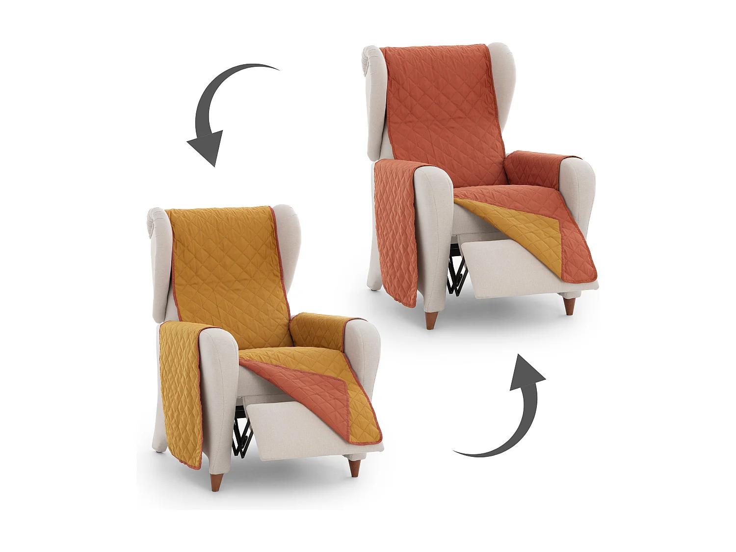 Funda acolchoada reversível Michelle para sofá de 1 lugar cor 09 Telha