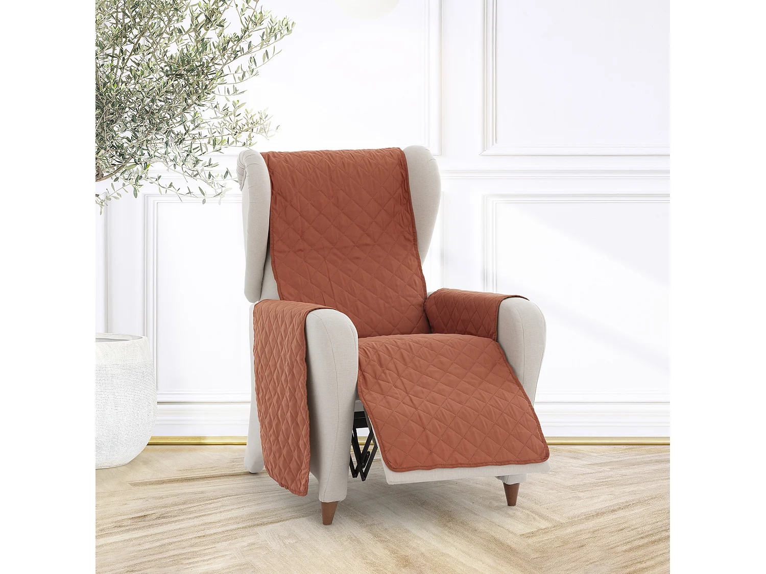 Funda acolchoada reversível Michelle para sofá de 1 lugar cor 09 Telha