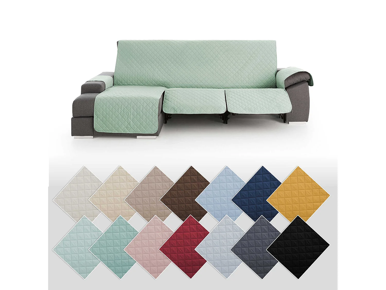 Funda para chaise longue relax asientos abatibles Roxana - Color Menta - Tamaño 220 cm