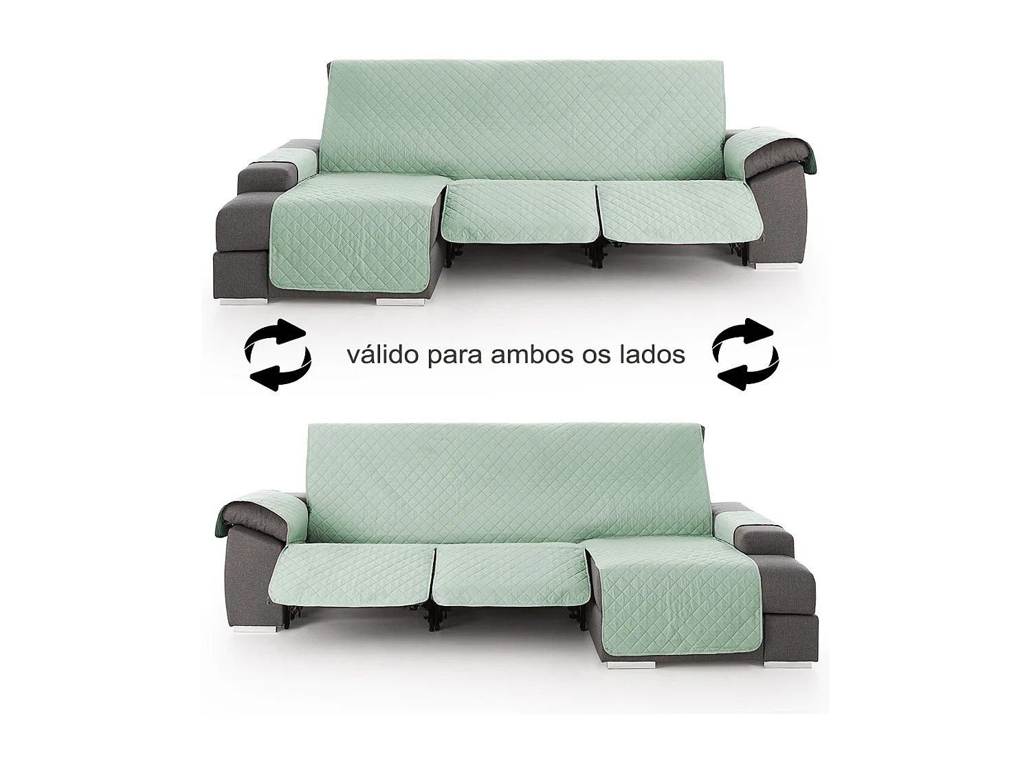 Funda para chaise longue relax asientos abatibles Roxana - Color Menta - Tamaño 220 cm
