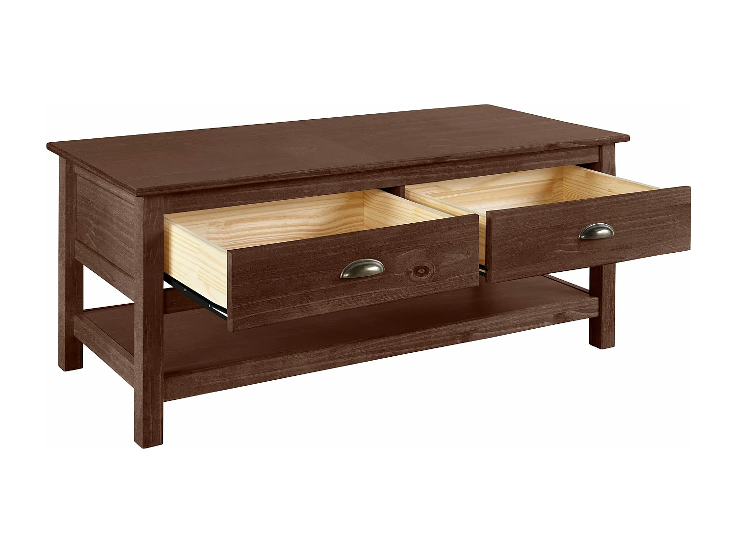 Harry | Table basse avec 2 tiroirs en pin marron