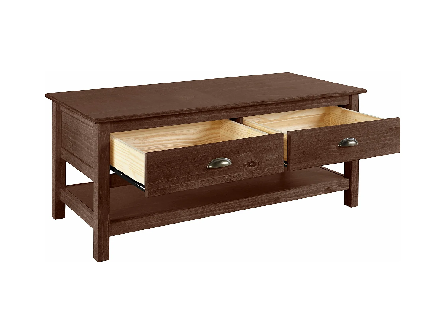 Harry | Table basse avec 2 tiroirs en pin marron