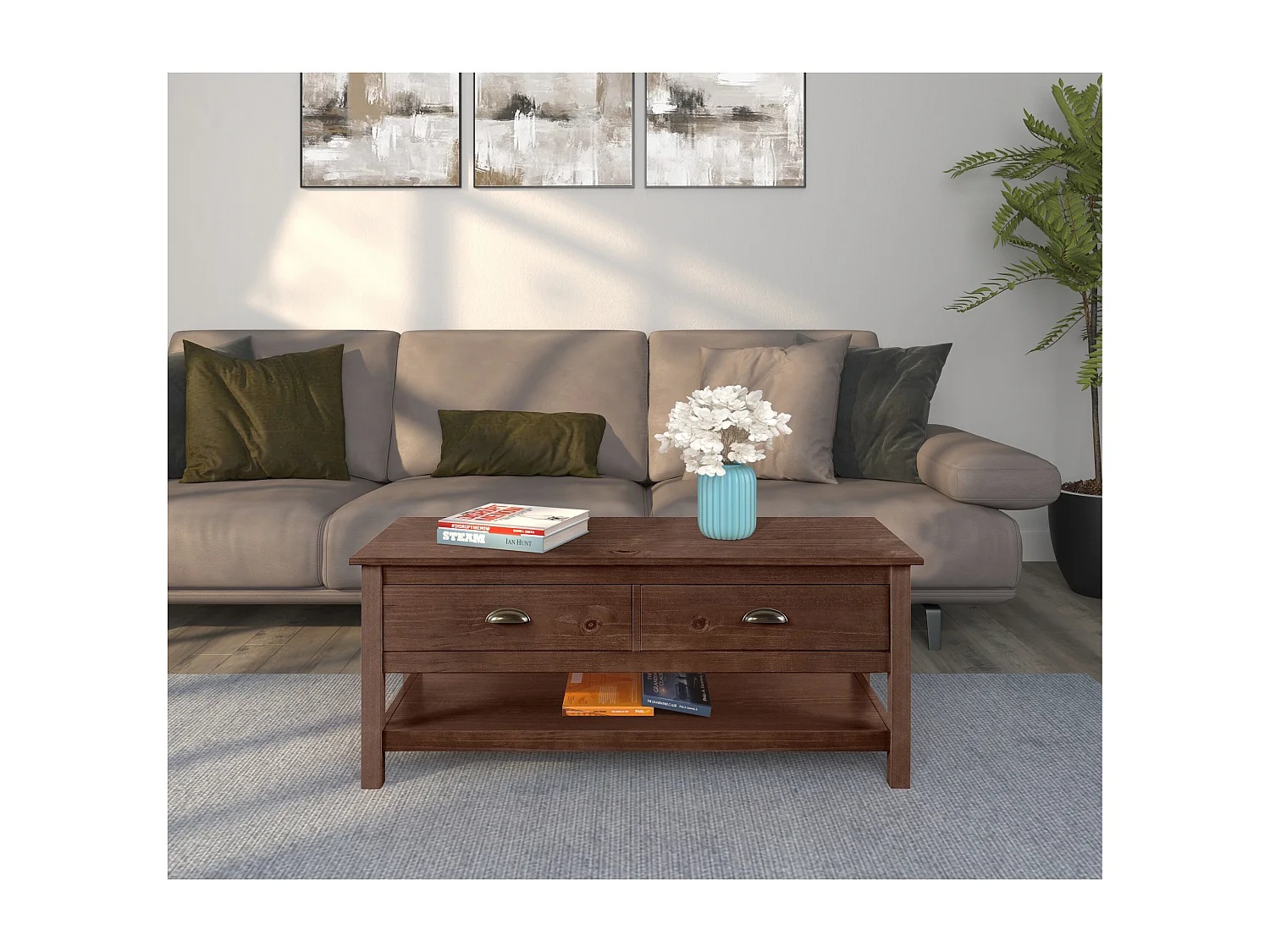 Harry | Salontafel met 2 Laden in Grenen Bruin