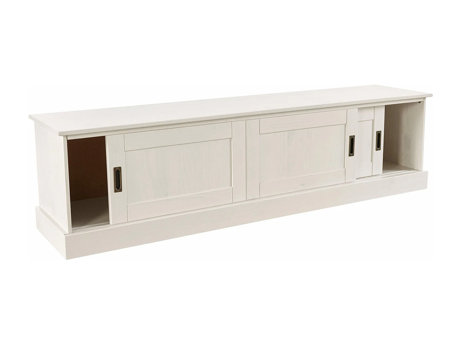 Harry | Meuble TV avec 3 portes coulissantes en laqué blanc pin