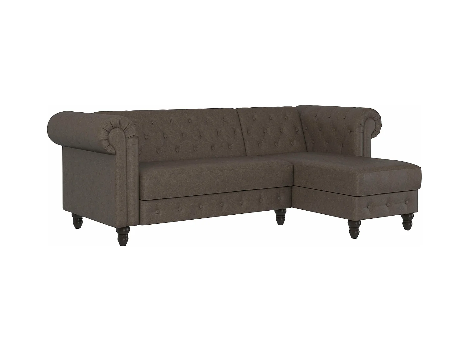 Felix | Canapé-lit avec chaise longue en microfibre marron foncé