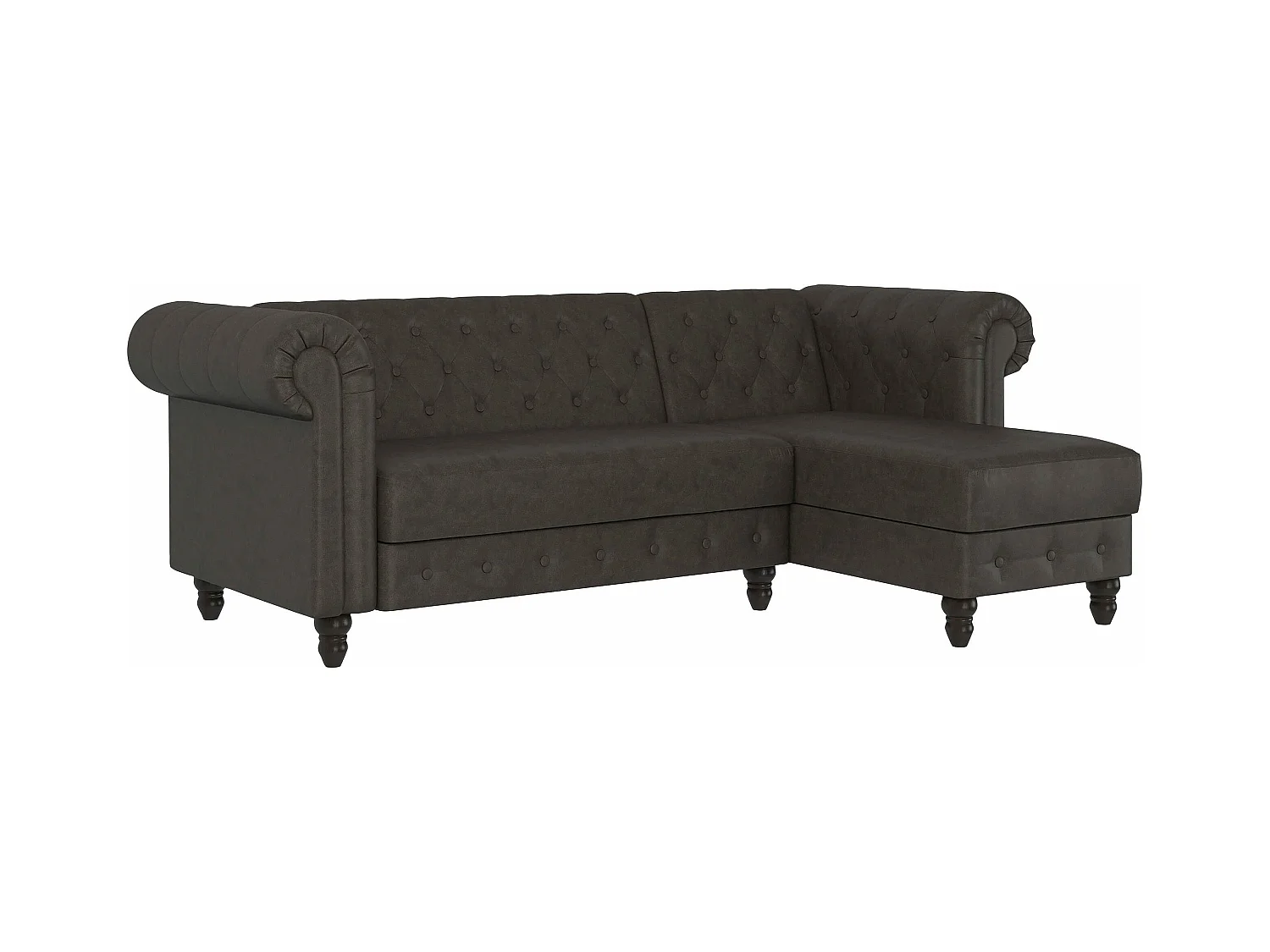 Felix | Canapé-lit avec chaise longue en microfibre anthracite