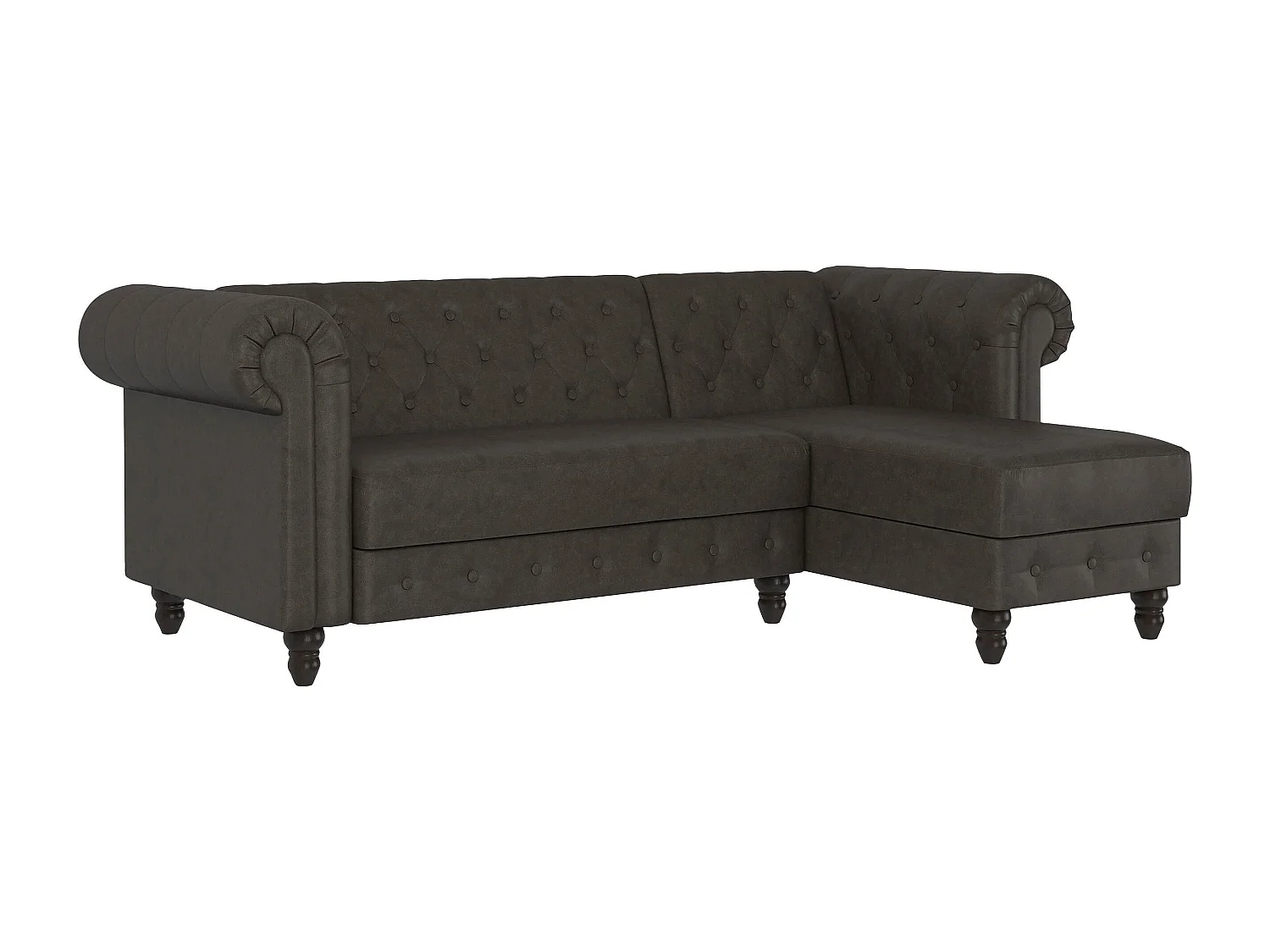 Felix | Canapé-lit avec chaise longue en microfibre anthracite