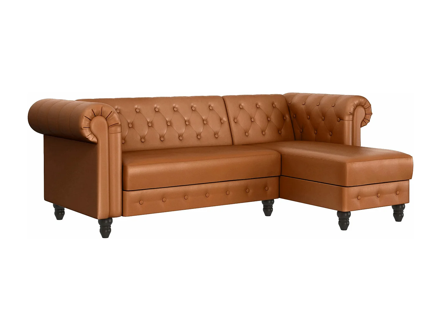 Felix | Sofá-cama Chaise Longue em PU Cognac