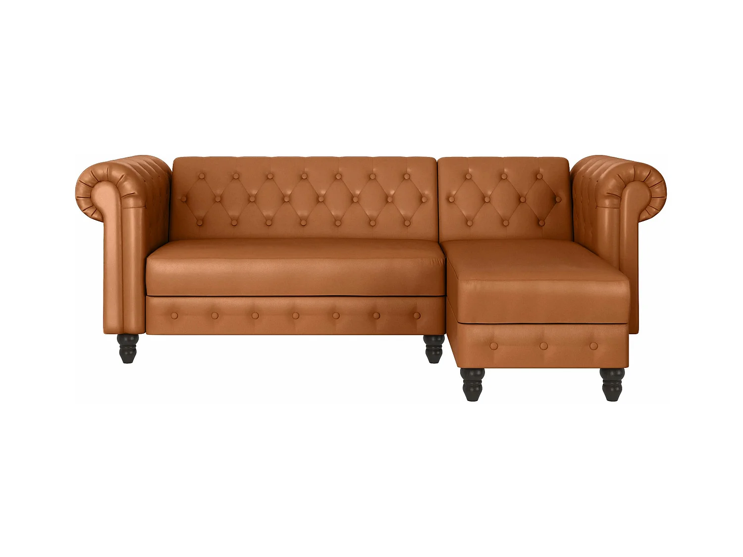 Felix | Sofá Cama Chaise Longue en PU Coñac