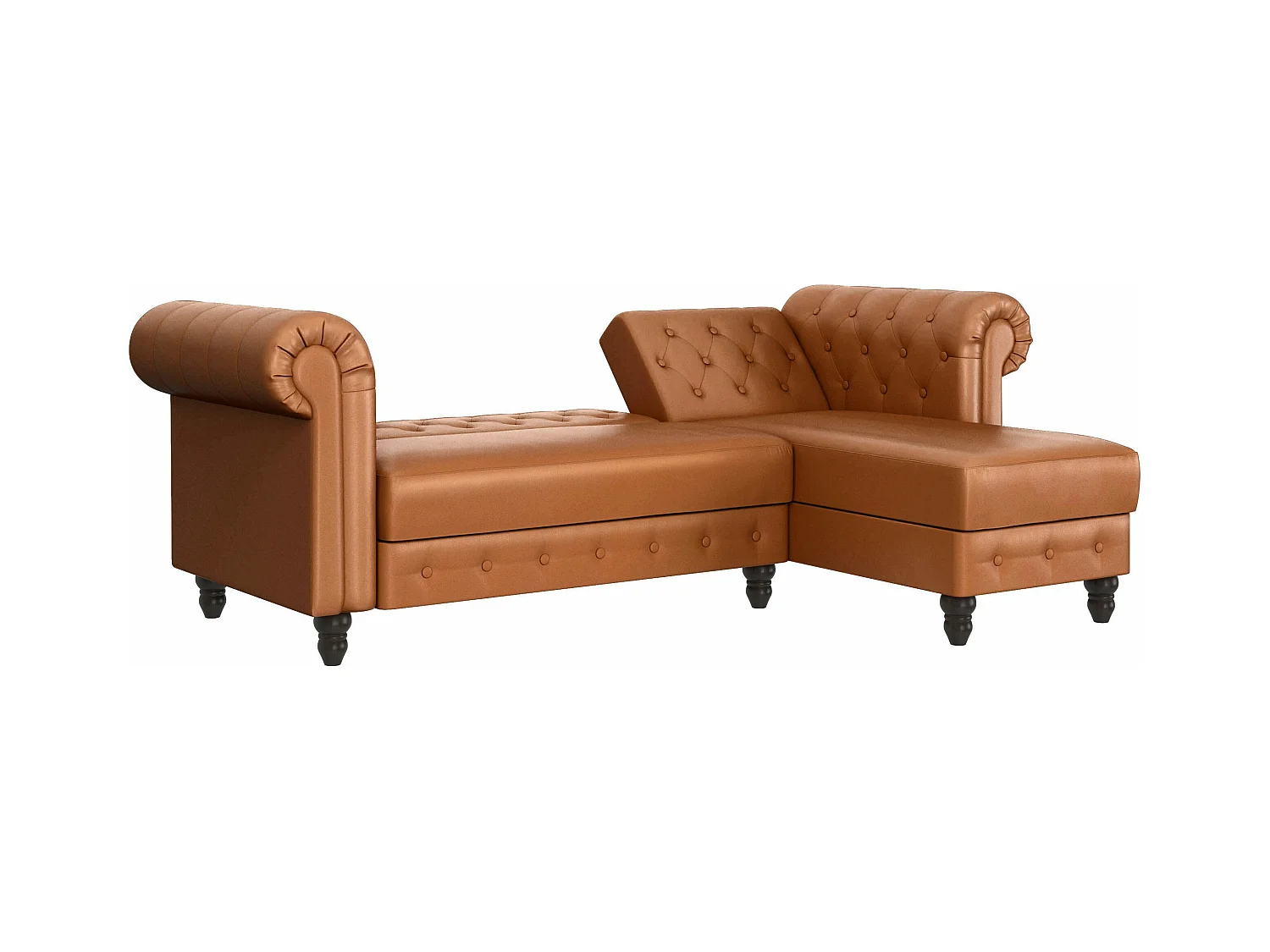 Felix | Sofá Cama Chaise Longue en PU Coñac