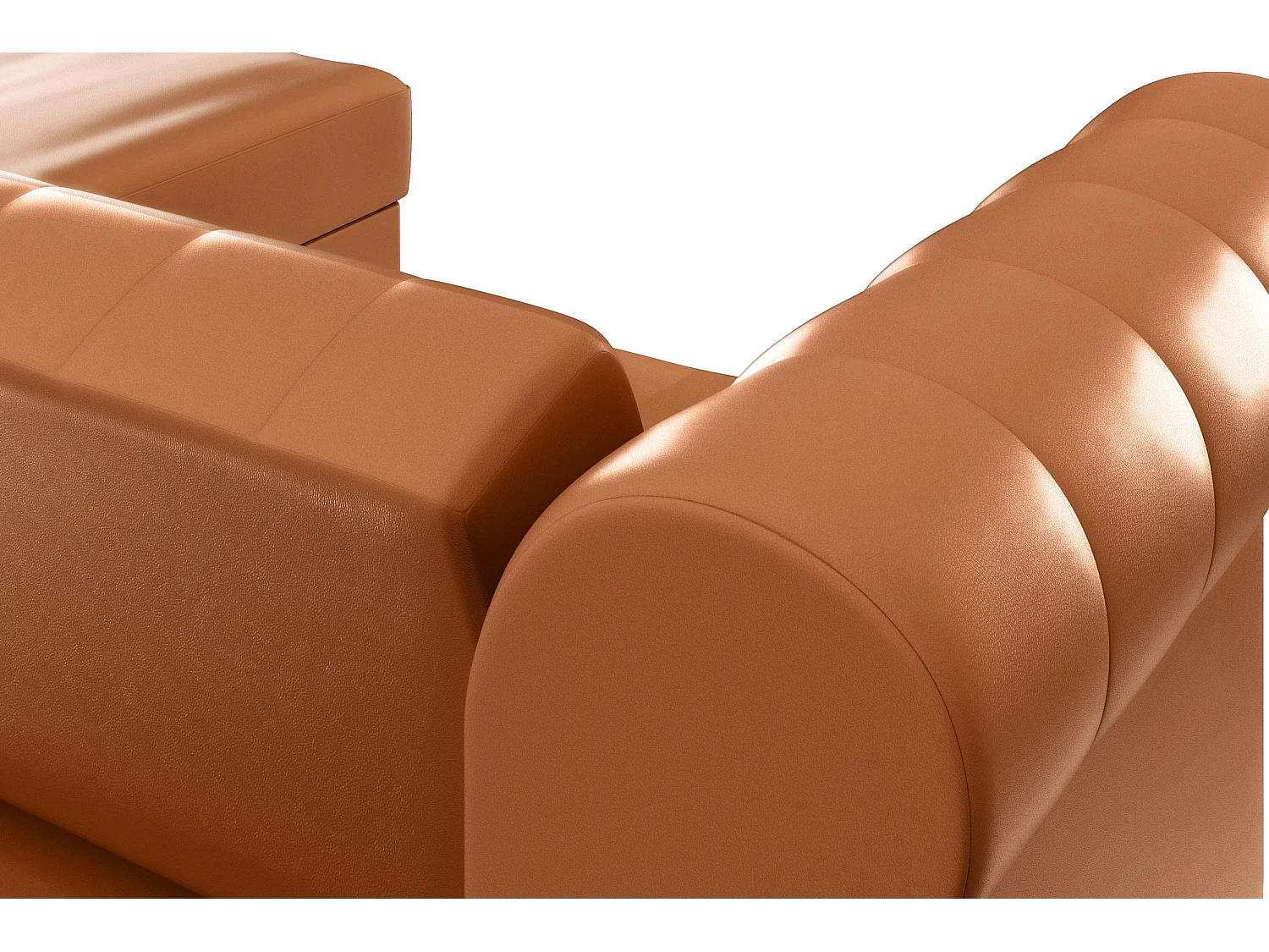 Felix | Canapé-lit 3 places avec chaise longue en PU cognac