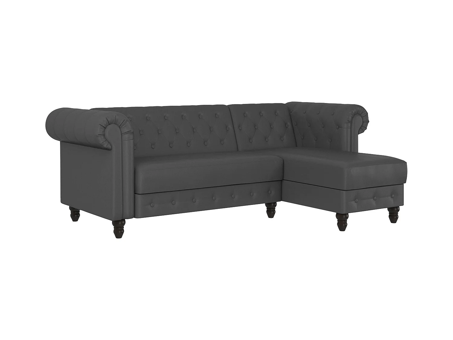 Felix | Canapé-lit 3 places avec chaise longue en PU anthracite