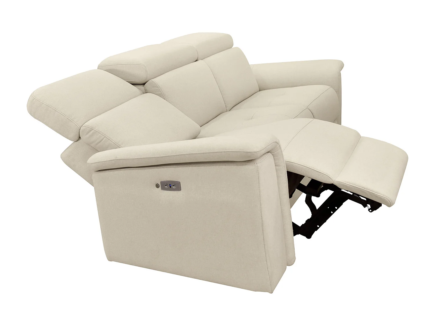 Pareli | Divano 3 posti con funzione elettrica in tessuto sabbia