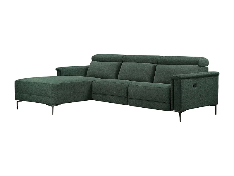 Lund | Sofa 3 Plazas 1 Reclinable Izquierda Manuel Function en Tela Verde Oscuro