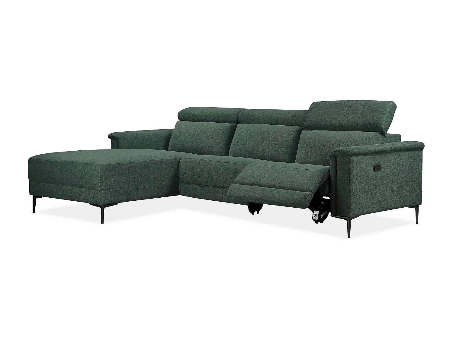 Lund | Canapé 3 places avec fonction manuel en tissu vert foncé