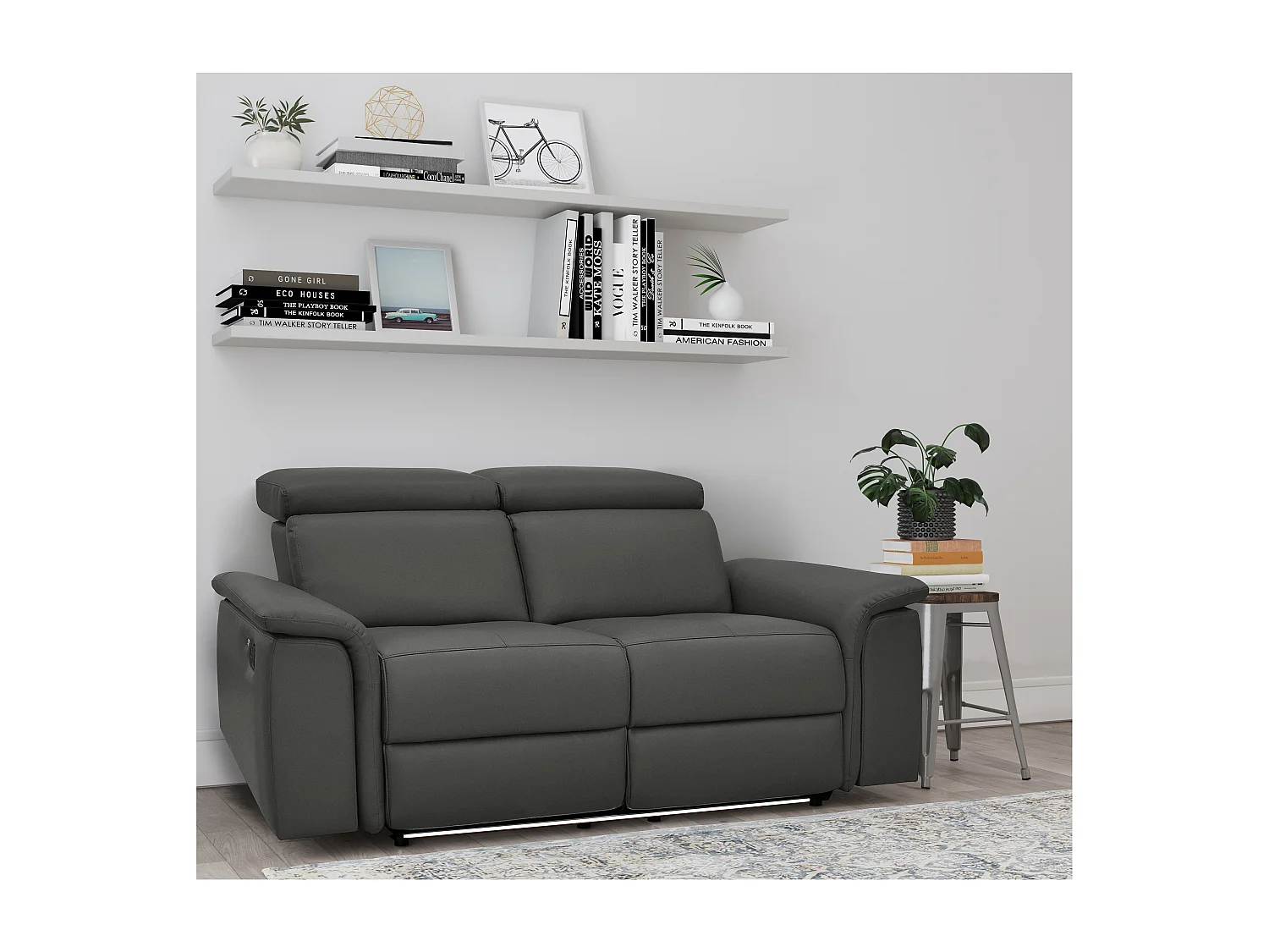 Pareli | Canapé 2 places avec fonction électrique en PU noir