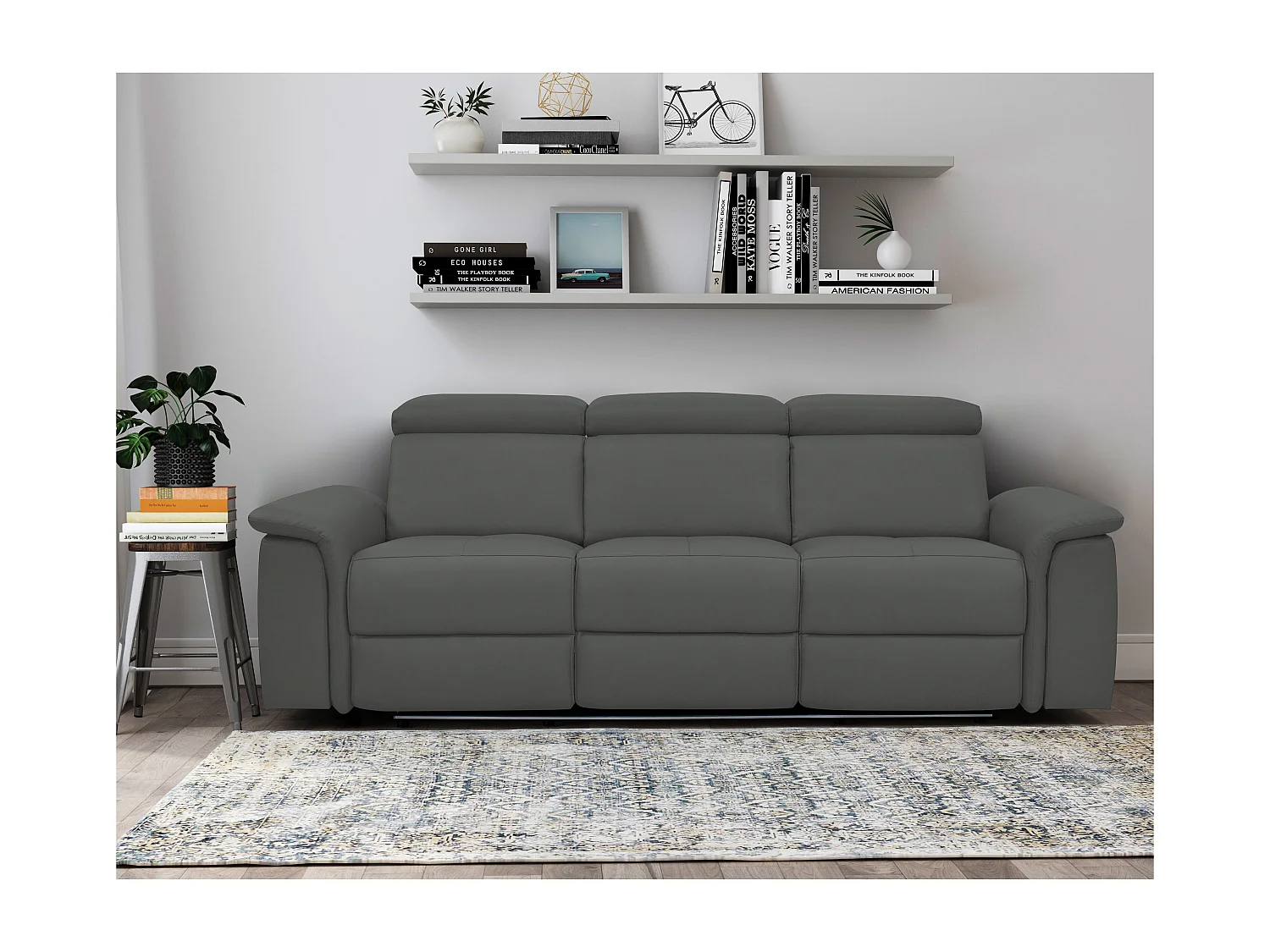 Pareli | Canapé 3 places avec fonction Manuel en PU gris