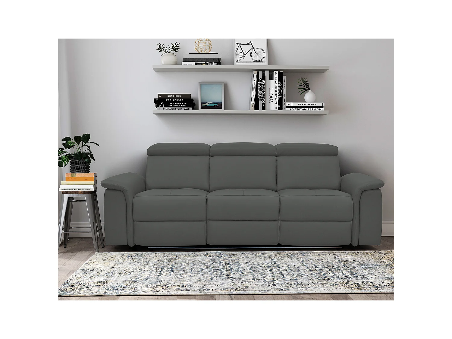 Pareli | Sofa 3 Sitzer Manuel funktion PU Grau