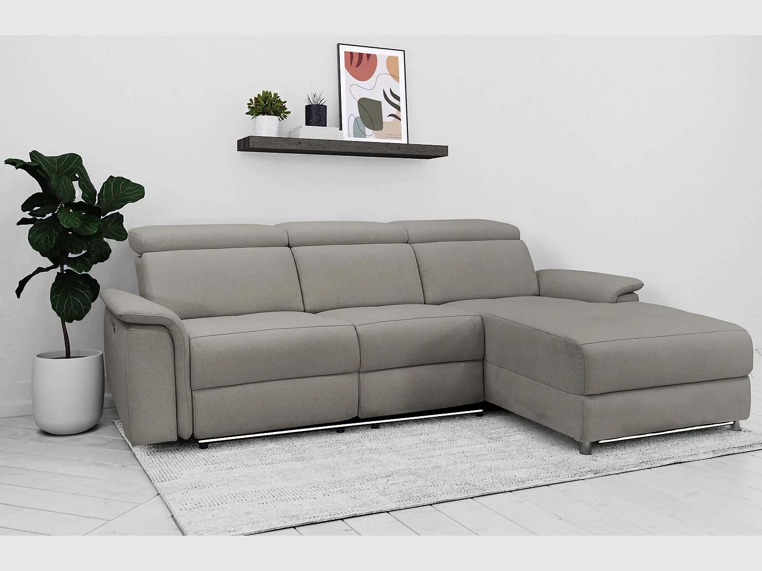 Pareli | Canapé 3 places avec fonction manuel tissu gris